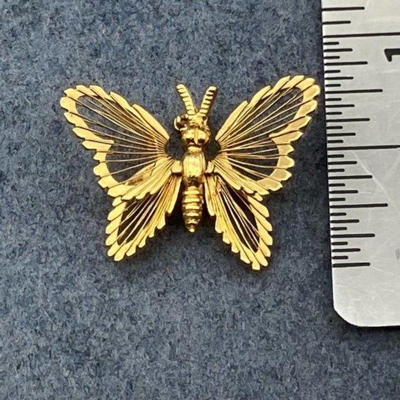 Monet Butterfly Pin Brooch Gold Wire Retro Vintage Minimalist Mid Century Modern - Picture 5 of 7